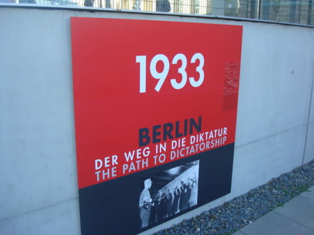 A panel showing "The Path to Dictatorship" at the Topography of Terror in Berlin. PHOTO: Vernon Lee/Yahoo News Singapore