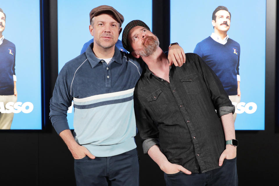 <p><i>Ted Lasso </i>costars Jason Sudeikis and Brendan Hunt attend Apple's FYC Summer Screening Series on June 8 in L.A. </p>