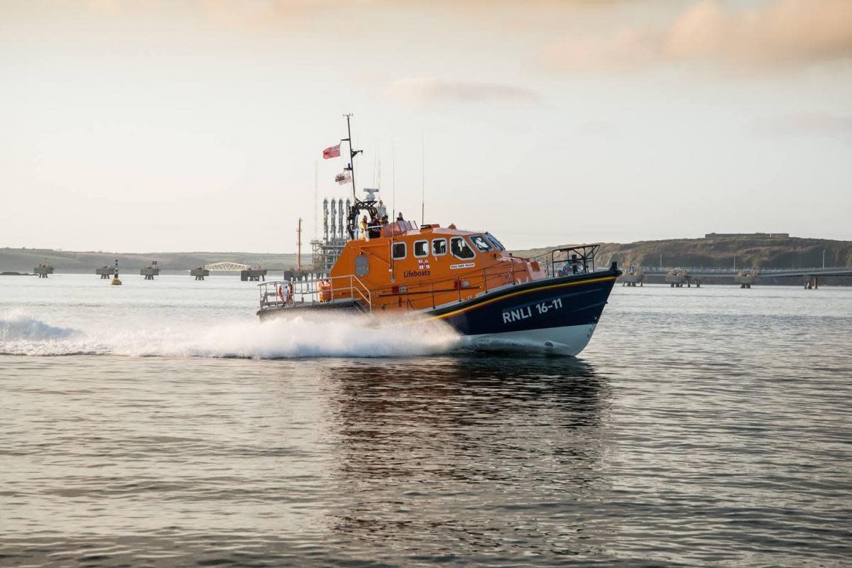 An Angle Lifeboat was launched in response to an alarm 60 miles southwest of St Anne's head. <i>(Image: Angle Lifeboat RNLI)</i>