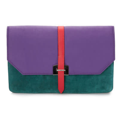 Suede and leather clutch by Next