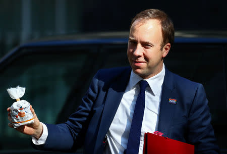 Britain's Secretary of State for Health Matt Hancock is seen outside Downing Street, as uncertainty over Brexit continues, in London, Britain May 21, 2019. REUTERS/Hannah Mckay