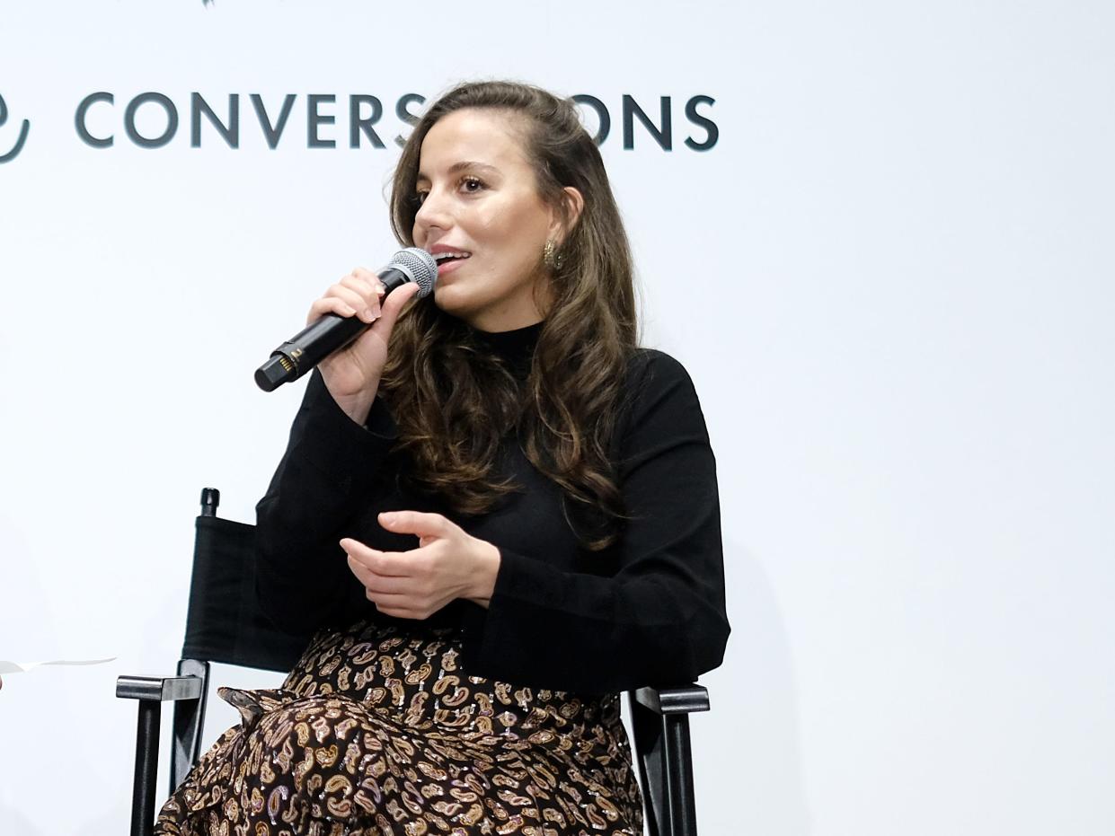 Mira Murati speaking at Diane Von Furstenberg's InCharge Conversations 2020, in March 2020 in New York City.