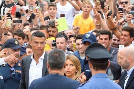 Cristiano Ronaldo arrives at the Juventus' medical center in Turin, Italy July 16, 2018. REUTERS/Massimo Pinca