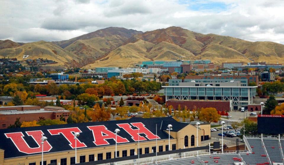 The University of Utah campus, as seen from Rice-Eccles Stadium in Salt Lake City.