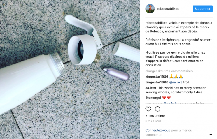 A post in Rebecca Burger's Instagram page showed an example of an exploded dispenser (Instagram)