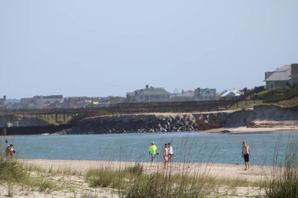 A beach renourishment project at Pawleys Island is eroding the beach at nearby Prince George, just down the coast in Georgetown County, a lawsuit says. This pictures shows Prince George from the southern spit at Pawleys Island.