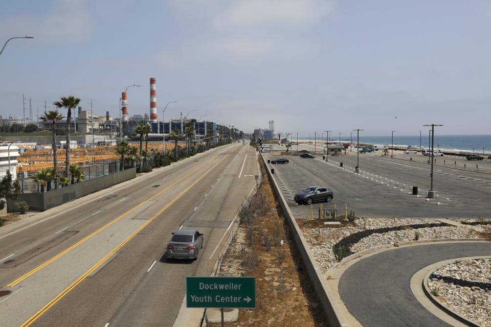 A wide view of the Hyperion sewage treatment plant in Playa del Rey across from Dockweiler State Beach.