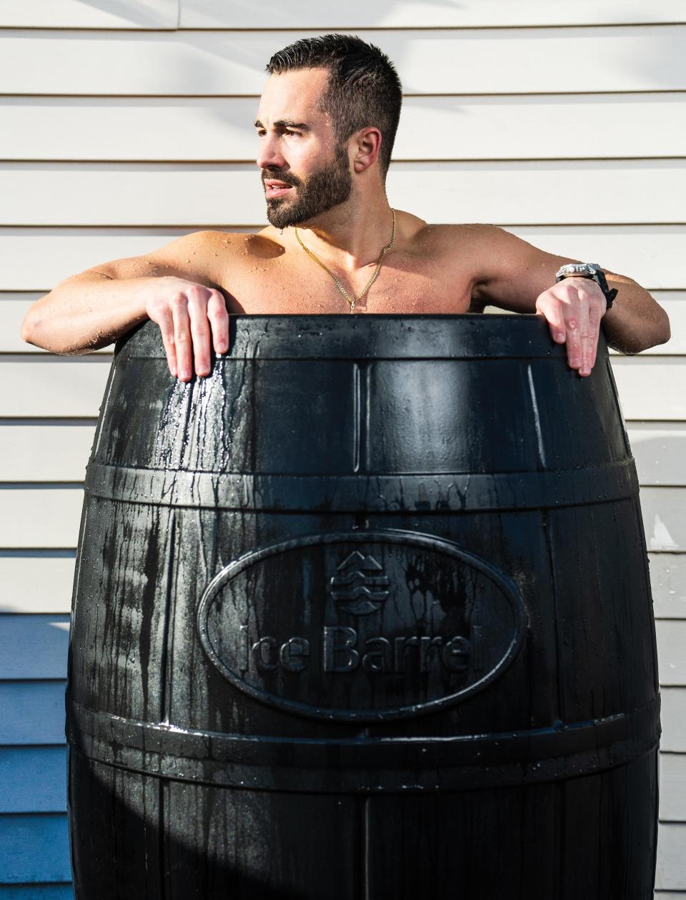 Cold therapy is an essential part of Dr. Tyler Van’s day, either by taking a cold shower or a quick plunge in his outdoor Ice Barrel.