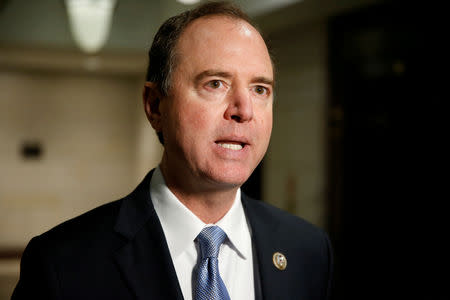 FILE PHOTO: Ranking Member of the House Intelligence Committee Adam Schiff (D-CA) speaks after U.S. Attorney General Jeff Sessions attended a closed door interview with the House Intelligence Committee on Capitol Hill in Washington, U.S., November 30, 2017. REUTERS/Joshua Roberts/File Photo