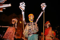 <p>A goblin is carried on poles in the 44th annual Village Halloween Parade in New York City on Tuesday, Oct. 31, 2017. (Photo: Gordon Donovan/Yahoo News) </p>