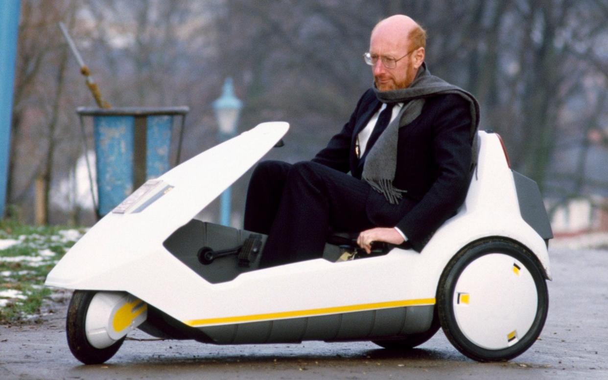 Sir Clive Sinclair in a C5 in 1985 - David Levenson/Getty Images
