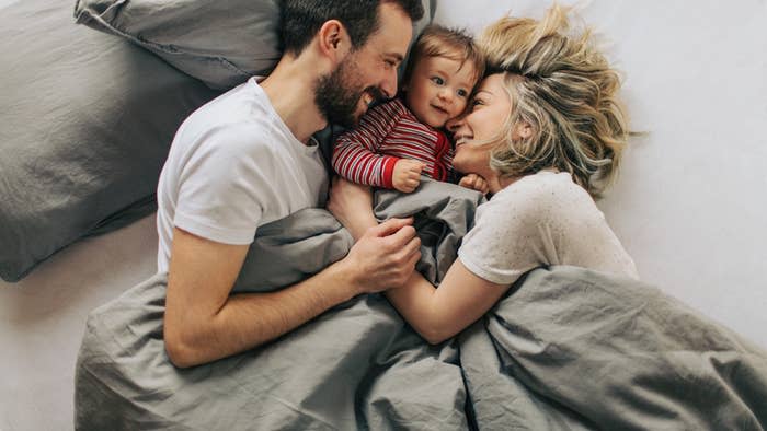 A family in bed together