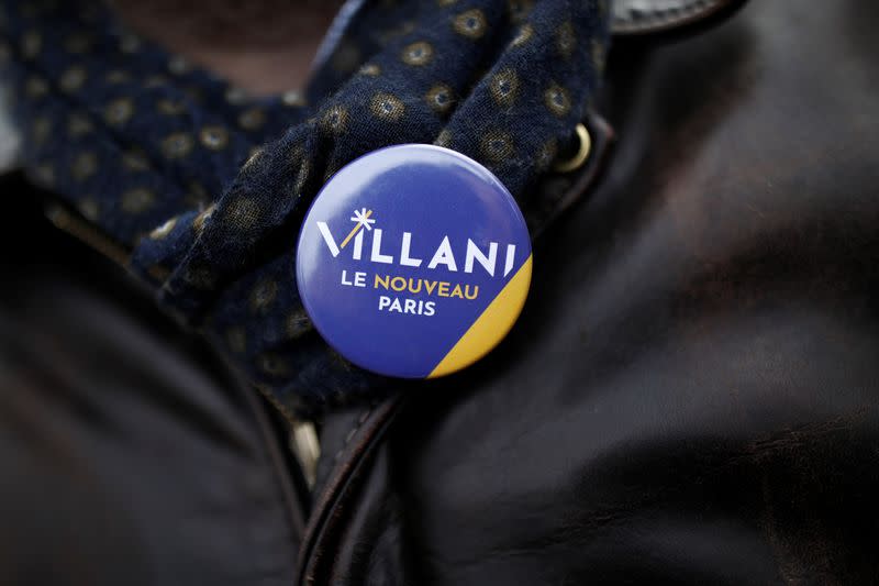 French mathematician Cedric Villani, member of Parliament and candidate for Paris mayoral election, campaigns in Paris