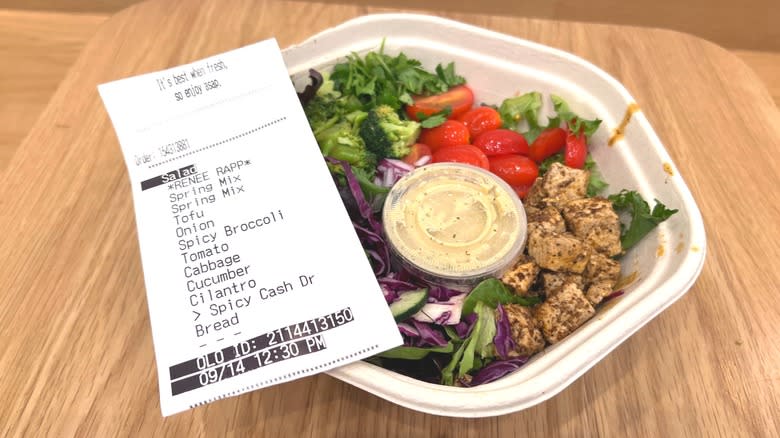 Renee Rapp salad and receipt 