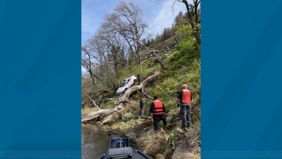 A car went over a cliff and into the Big White Salmon River in Skamania County, WA (SCSO)