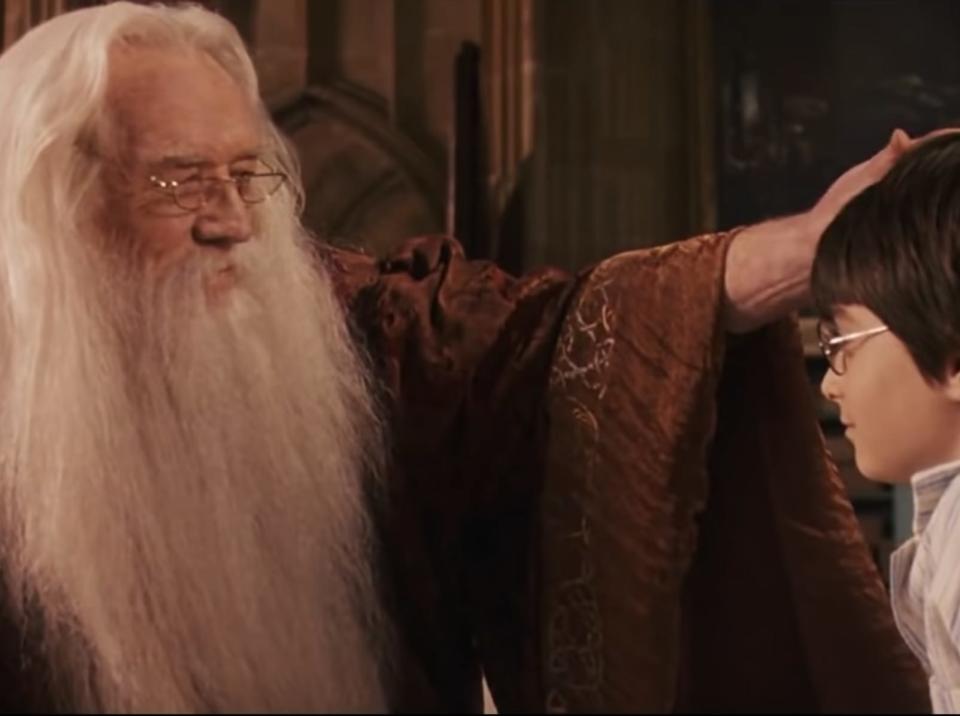 dumbledore and harry in the hospital wing at the end of harry potter and the sorcerers stone