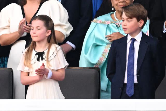 Leon Neal/Getty Princess Charlotte and Prince George attend the Coronation Concert on May 7, 2023