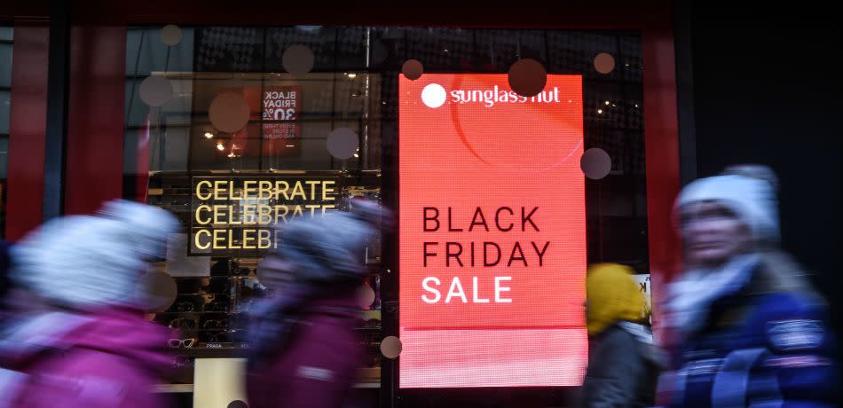 People shop on Black Friday on November 23, 2018 in New York City