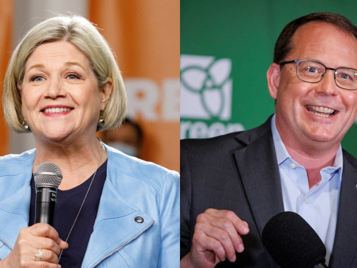 Both NDP Leader Andrea Horwath and Green Party Leader Mike Schreiner have tested positive, with Horwath's result coming Thursday morning and Schreiner's coming the previous evening. (Alex Lupul/CBC, Evan Mitsui/CBC - image credit)