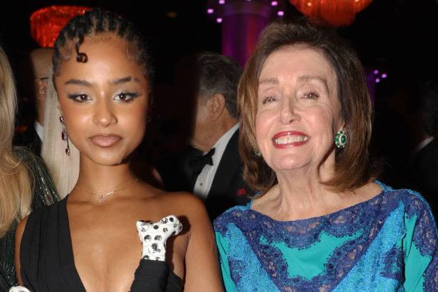  Tyla and Nancy Pelosi attend the Pre-GRAMMY Gala and GRAMMY Salute to Industry Icons Honoring Jon Platt at The Beverly Hilton - Credit: Johnny Nunez/Getty Images for The Recording Academy