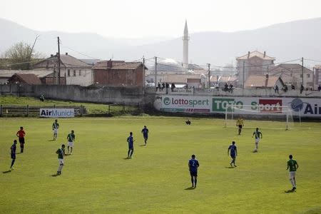 General view of Riza Lushta stadium during the Kosovo's superleague soccer match between KF Trepca '89 and KF Istogu in Mitrovica, Kosovo, April 3, 2016. REUTERS/Agron Beqiri/Files