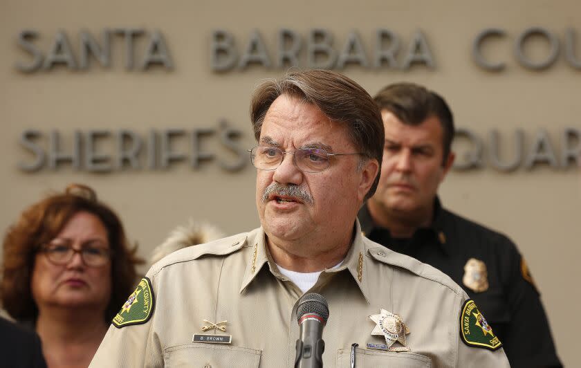 SANTA BARBARA, CA - SEPTEMBER 03, 2019 Santa Barbara County Sheriff Bill Brown addresses a press conference at the Sheriff's Department Tuesday morning about the dive boat named Conception that burned near Santa Cruz Island early Monday with possibly thirty-four victims. A variety of agencies were dispatched to the scene this morning to assist but rescue attempts are suspended after no signs of other survivors as 20 bodies have been found, and 14 remain missing. Five people managed to evacuate the ship with help from good Samaritans aboard a pleasure craft called Great Escape, the Coast Guard said. (Al Seib / Los Angeles Times)