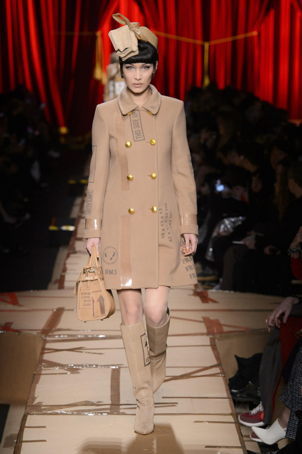 <p>Bella walking for Moschino AW17</p>