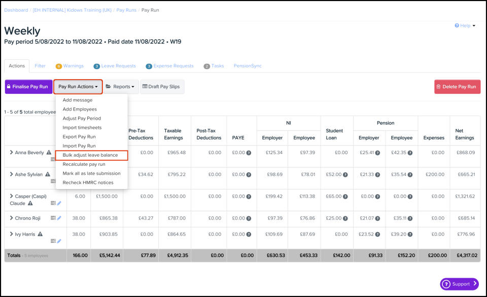 Employment Hero Dashboard