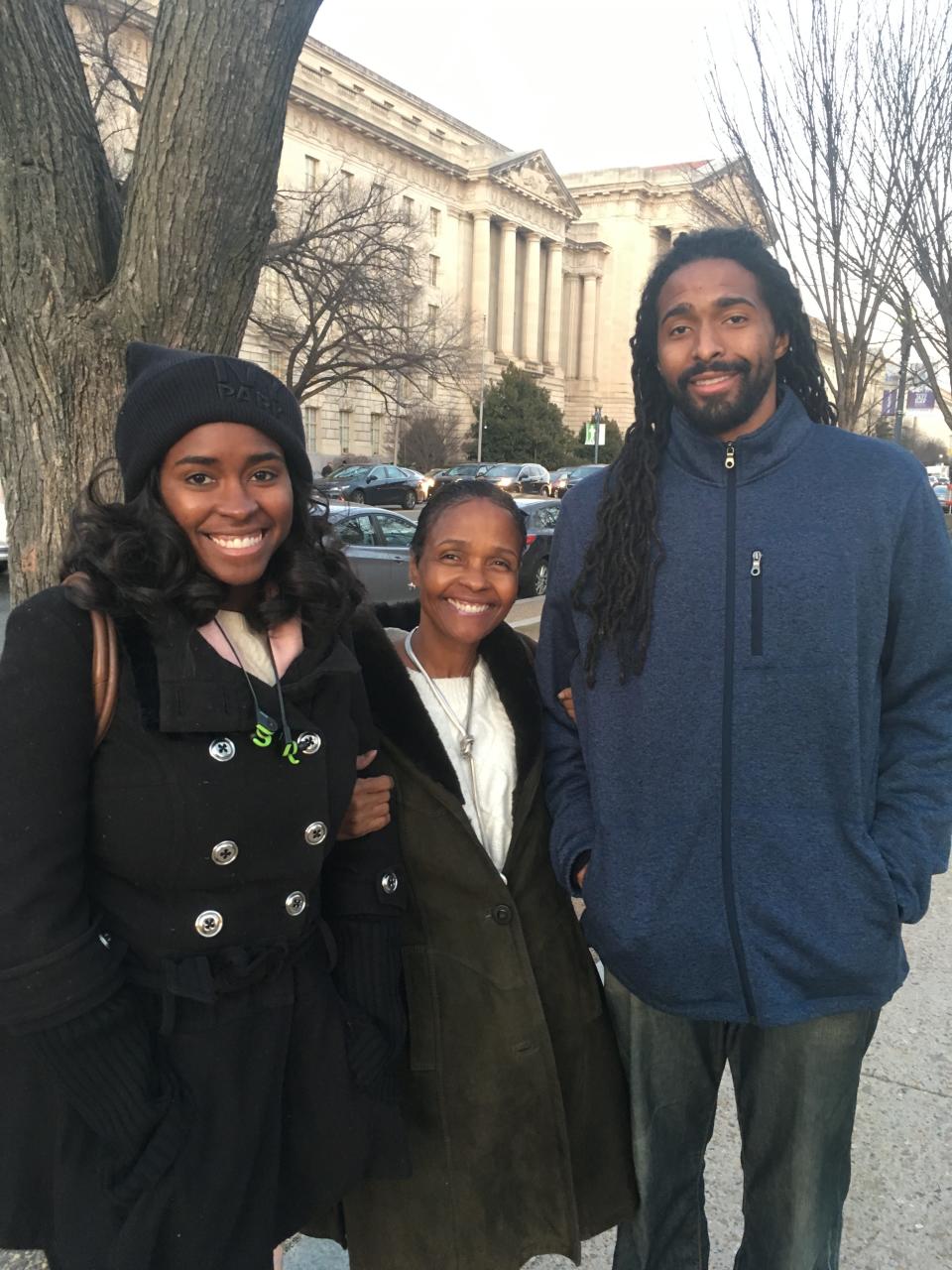 Kristin with her children, Lonnie Paul and Mary Elizabeth, pre-COVID, in Washington, D.C.