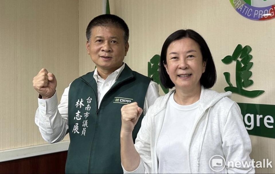 台南市議會民進黨團今日召開黨團會議推選正副議長提名人選，議長只有邱莉莉登記參選，順利獲得提名；副議長部分原有3人登記，後來郭清華開會前主動退選，李偉智經協調後也同意禮讓，最後由林志展出線。   圖：黃博郎／攝