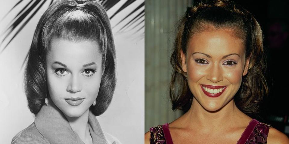 <p>From their heart-shaped faces to their arched brows, actresses Jane Fonda and Alyssa Milano may have broken into the business in different decades, but they could play sisters. </p>