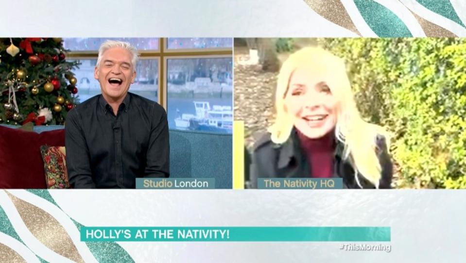 Holly Willoughby spoke to viewers from the grounds of her son’s school (ITV)