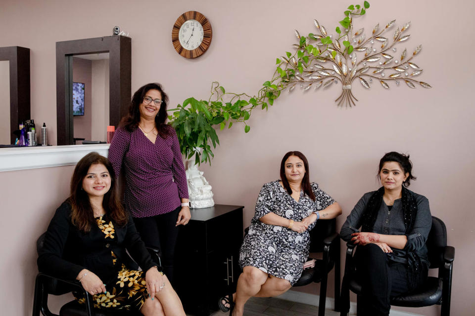 Preeti Parekh, Pragati Panchal, Reena Goyani and Uzma Bhutta, left to right. (Yehyun Kim for NBC News)