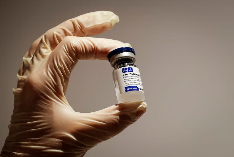 A medical specialist holds a vial of Sputnik V (Gam-COVID-Vac) vaccine against the coronavirus disease (COVID-19) in Moscow