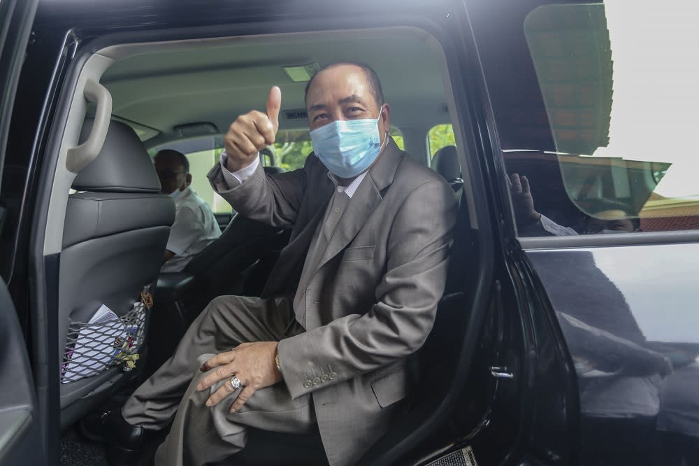 Sabah Bersatu chief Datuk Hajiji Noor leaves Magellan Sutera Resort following a press conference in Kota Kinabalu September 28, 2020. — Picture by Firdaus Latif