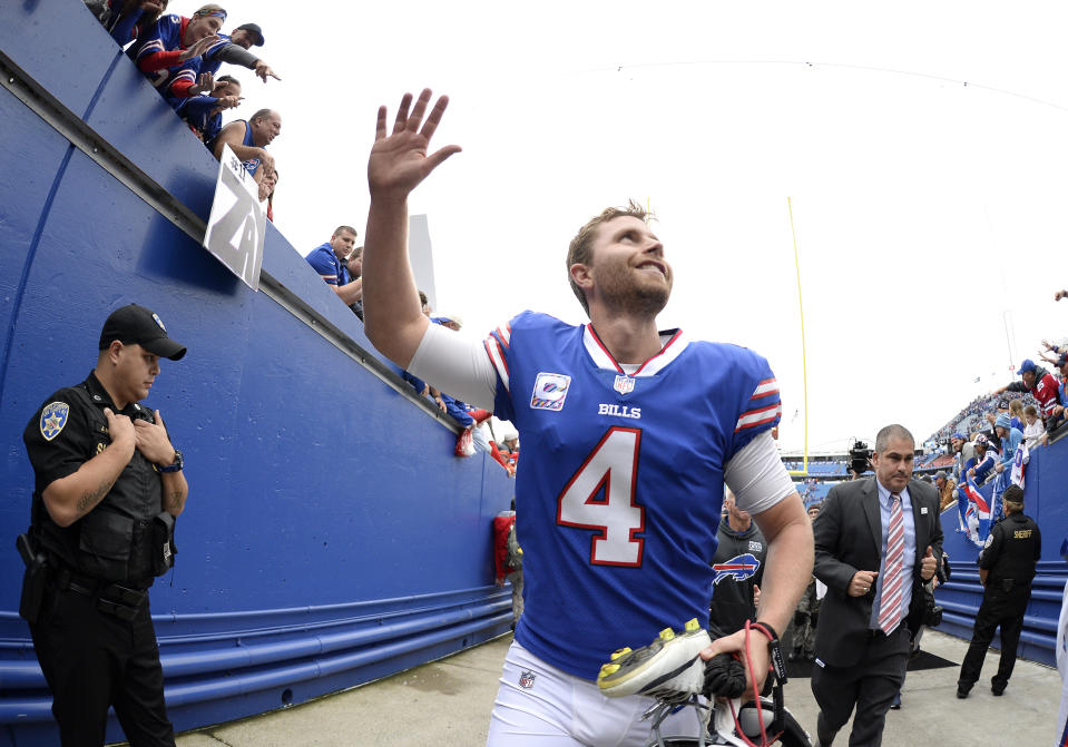 Buffalo Bills kicker Stephen Hauschka was hurt on a cheap shot during Sunday's game. (AP)