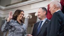 <p>In January 2017, Emhoff held the Bible at Harris' swearing-in ceremony. He would later repeat the action at the 2020 inauguration when his wife was sworn in as the first female vice president of the United States.</p>