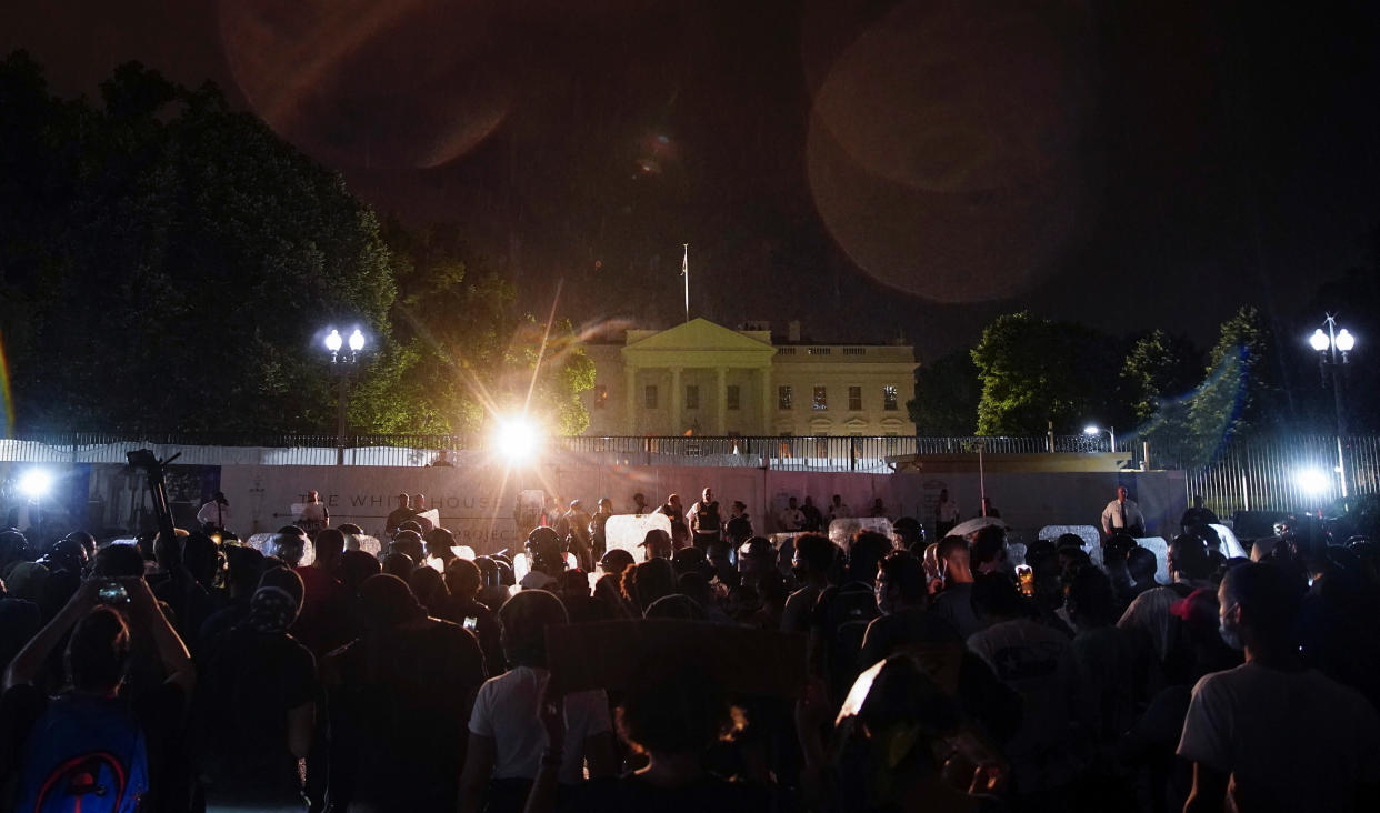 Protesters face off with Secret Service officers 