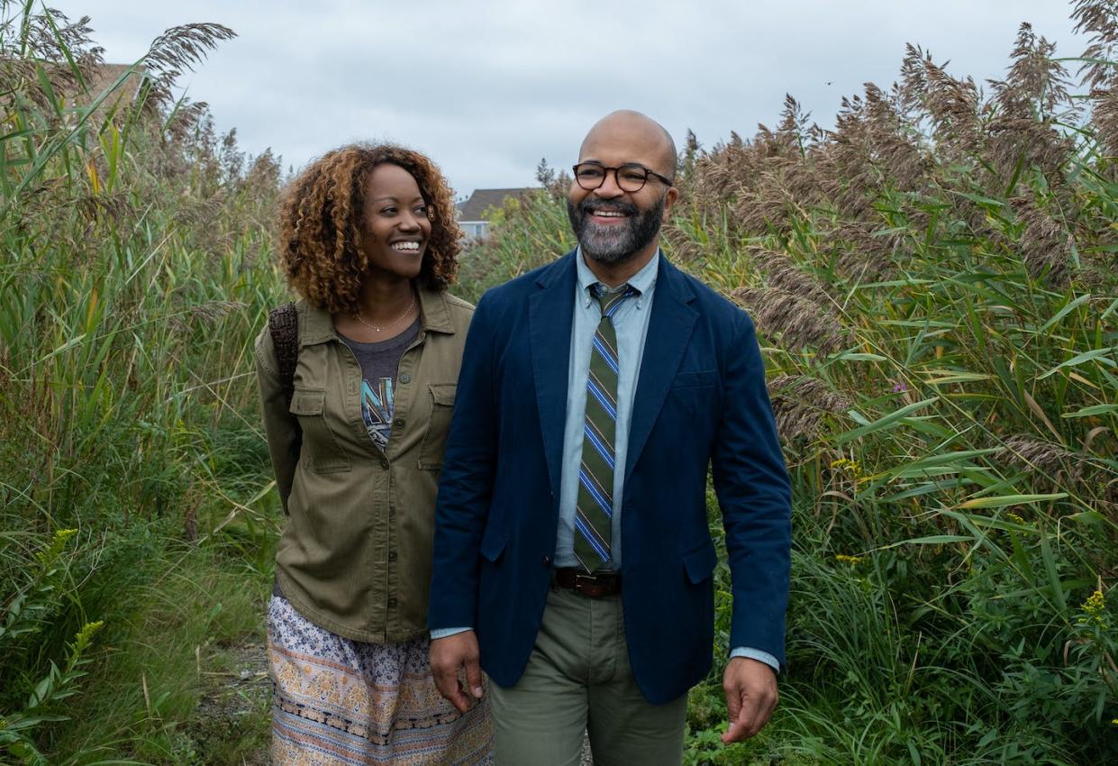 Erika Alexander is Coraline and Jeffrey Wright is Monk in 'American Fiction.' (Claire Folger/Orion)