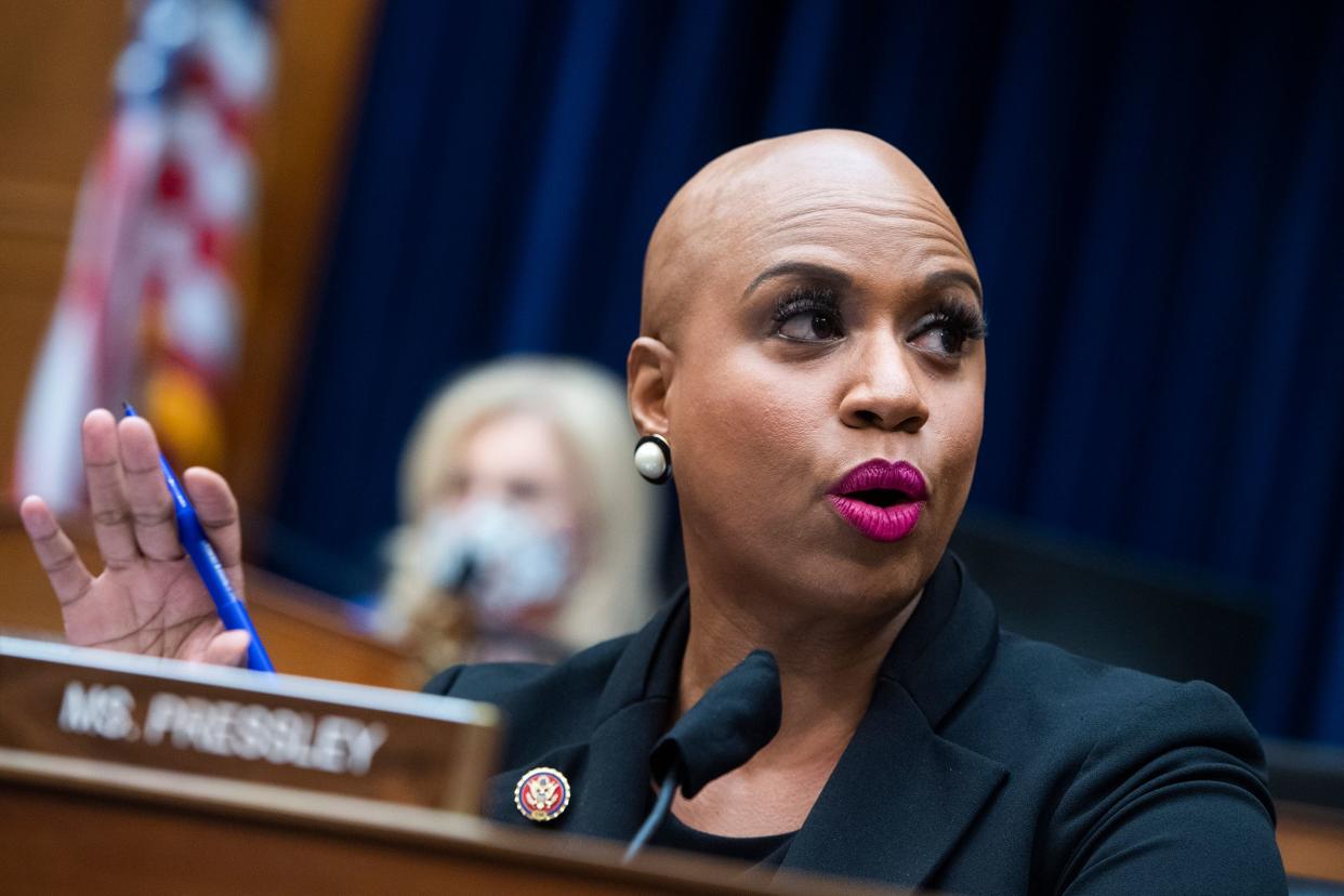 Rep. Ayanna Pressley (D-Mass.) and DeLauro wrote a letter to the White House urging inclusion of paid family leave in the next legislative package, after it became clear it would not be included in the forthcoming COVID-19 relief bill.  (Photo: Tom Williams/CQ-Roll Call, Inc/Getty Images)