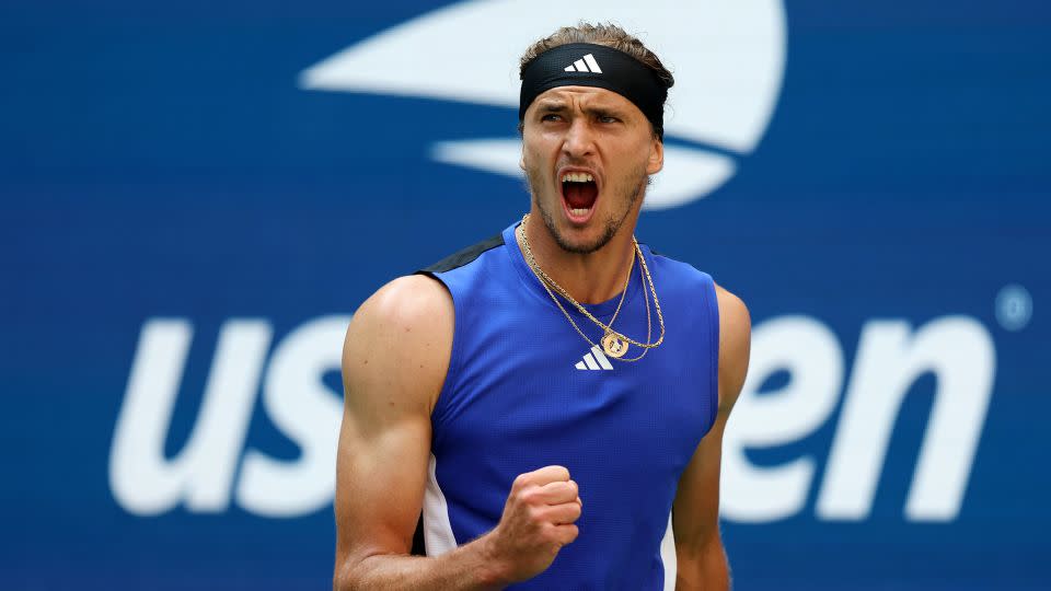 Alexander Zverev celebrates during the match. - Jamie Squire/Getty Images