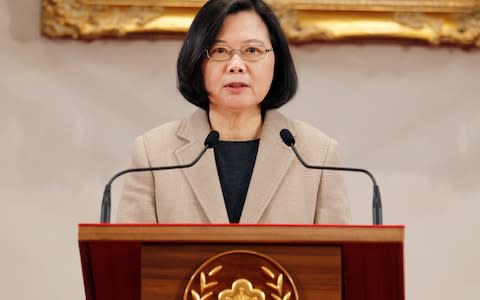 Taiwan's President Tsai Ing-wen urged China to respect Taiwanese democracy in her own speech on Tuesday - Credit: Chiang Ying-ying/AP