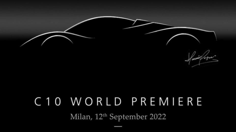 Pagani官方預告代號C10超跑將於9月12日登場。(圖片來源/ Pagani)