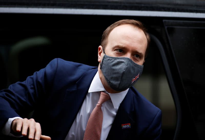 Britain's Health Secretary Hancock arrives at Downing Street