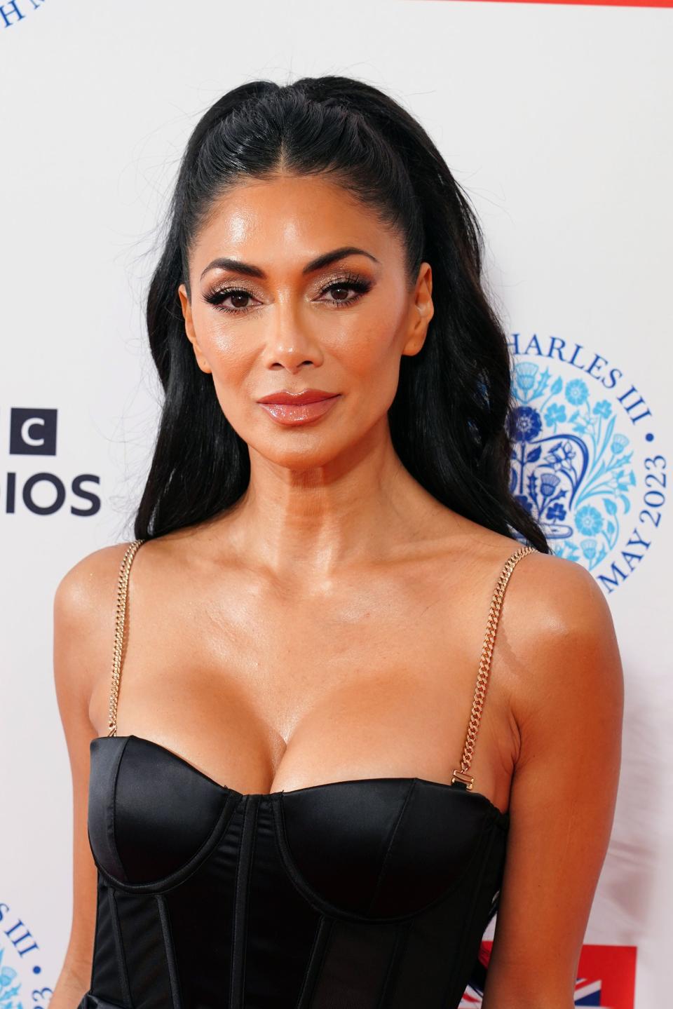 Nicole Scherzinger backstage at the Coronation Concert held in the grounds of Windsor Castle, Berkshire, to celebrate the coronation of King Charles III and Queen Camilla. (PA)