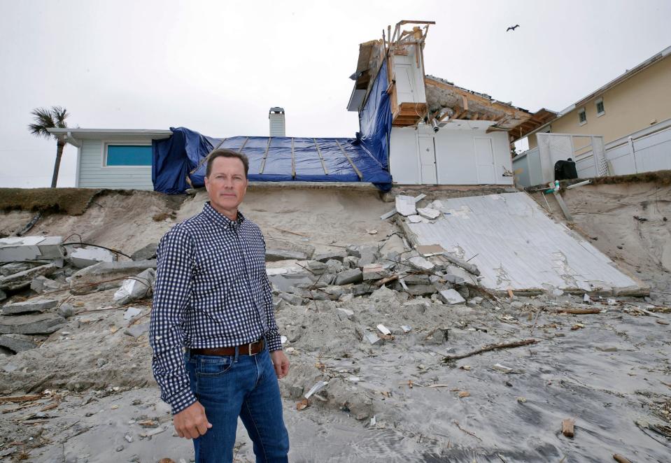 Ken Meister at his Wilbur-By-The-Sea home that was damaged from Tropical Storms Ian and Nicole, Wednesday, Nov. 23, 2022.