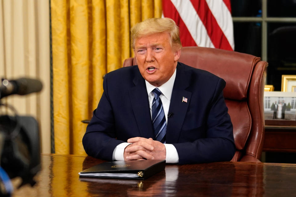 El presidente de EEUU, Donald Trump, habla sobre la crisis del coronavirus COVID-19 el 11 de marzo de 2020 en Washington (POOL/AFP | Doug Mills)