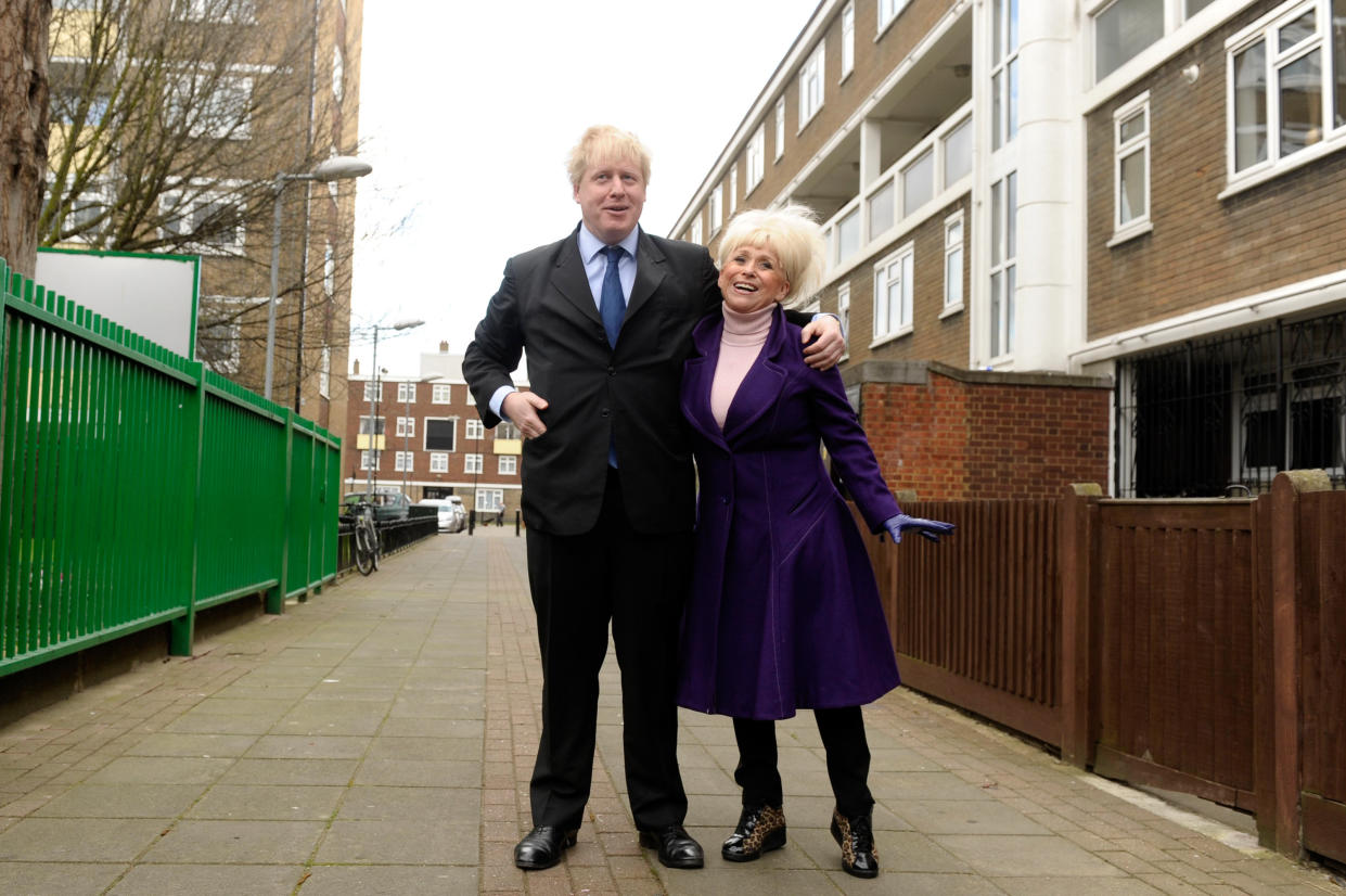 LONDON, ENGLAND - MARCH 09:  London Mayor Boris Johnson and Barbara WIndsor attend a photocall to launch this years Big Lunch initiative on March 9, 2011 in London, England.  (Photo by Ian Gavan/Getty Images)