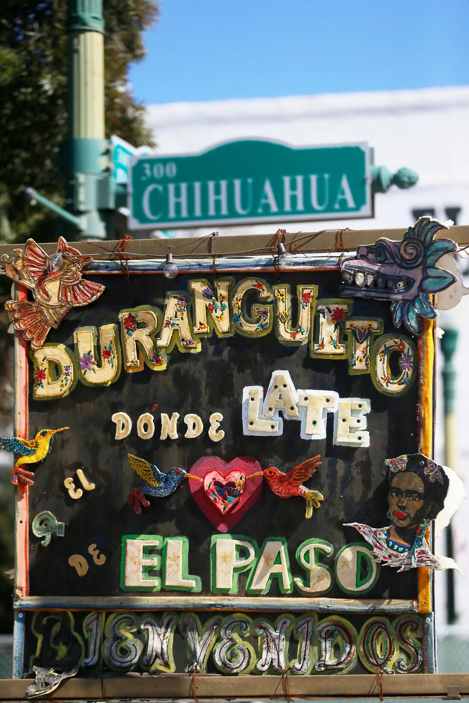 A sign in the Duranguito neighborhood in Downtown El Paso's Union Plaza District is displayed in October 2019.