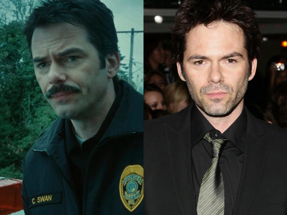 Left: Billy Burke as Charlie in "Twilight." Right: Burke at the LA premiere of "Twilight" in November 2008.